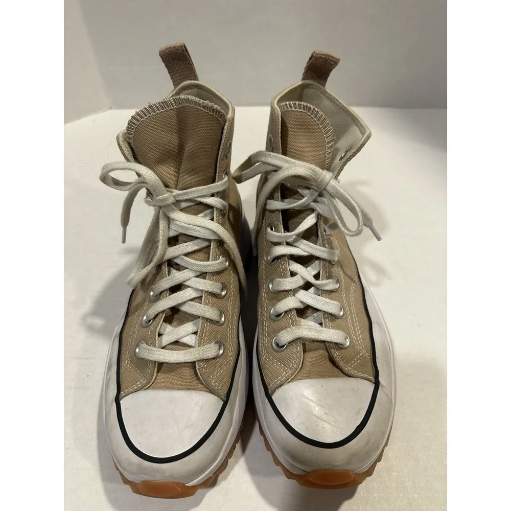 Converse Run Star Hike High Tops Chuck Taylor All Star Platform Shoes Tan 7.5